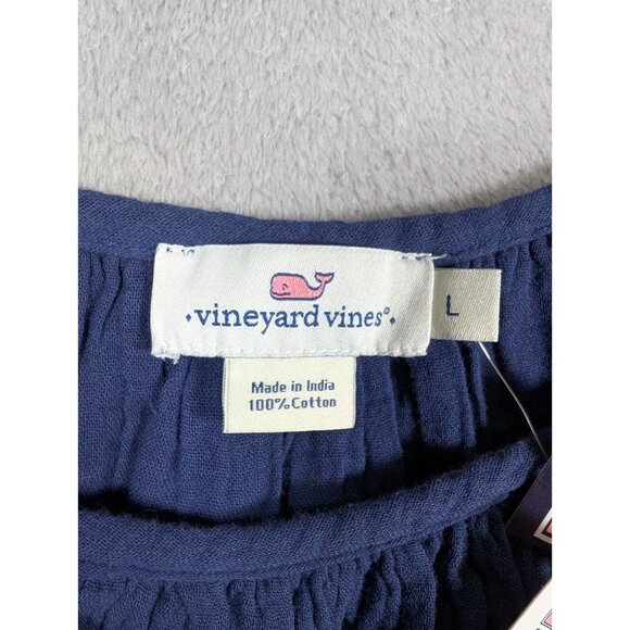 Vineyard Vines Tank Top Womens Size Large Blue Gauzy Ruffle Top Casual Everyday - Picture 3 of 7